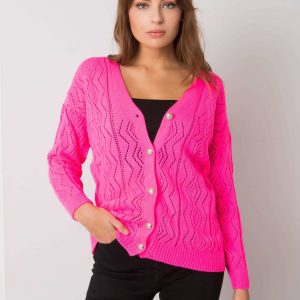 Fluo pink openwork sweater with buttons Gregoire RUE PARIS