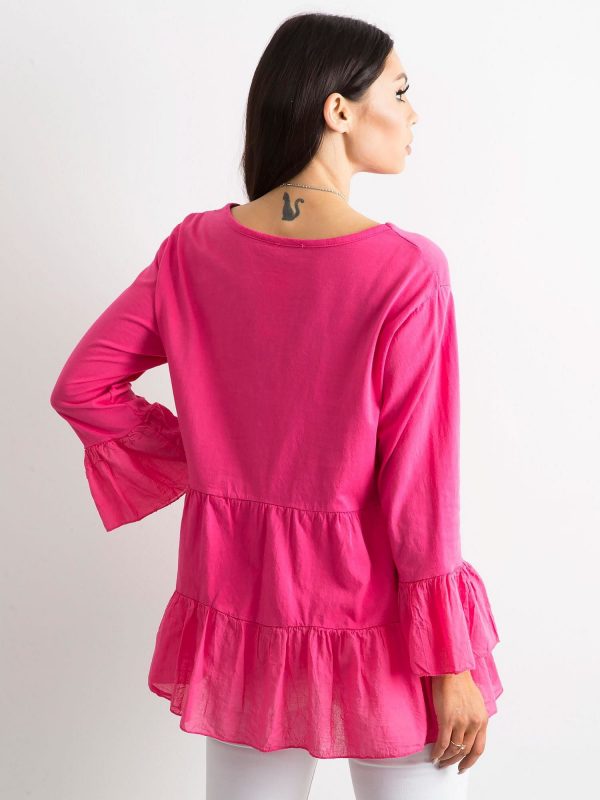 Dark pink women's tunic with ruffle