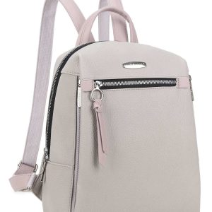 LUIGISANTO Grey Light Purple Eco Leather Backpack