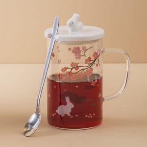 Floral Printed Glass Mug