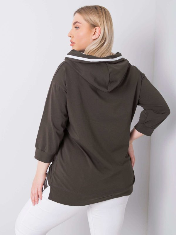 Dark Khaki Plus Size Hoodie Asti