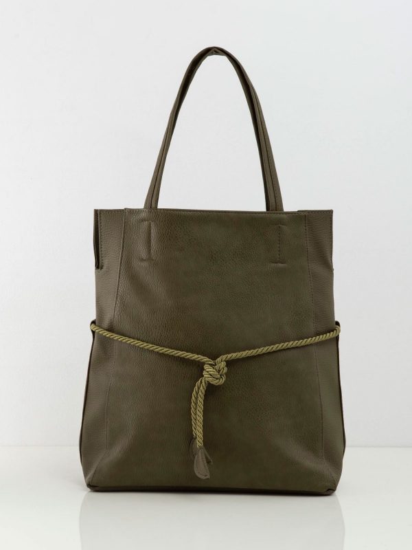 Khaki handbag with binding