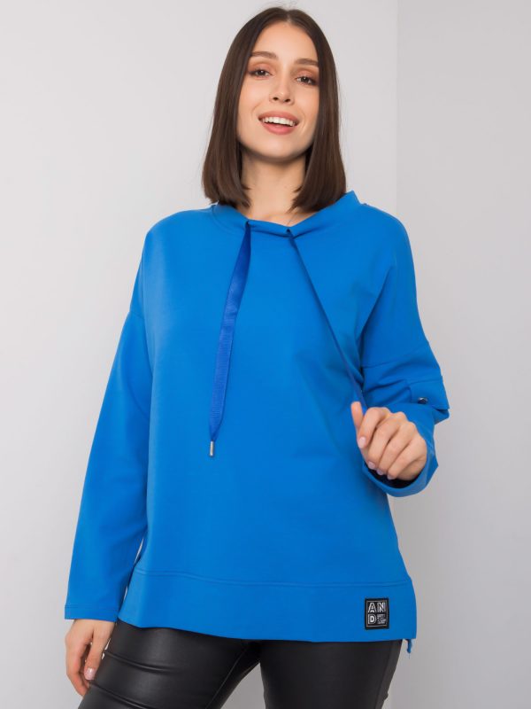 Blue plus size blouse with sleeve pocket Lunnar