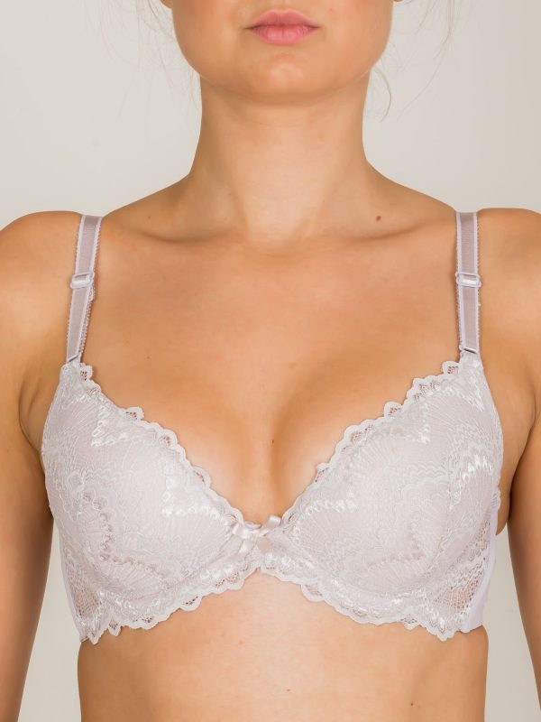 INTIMIDAO Grey Lace Push Up Bra