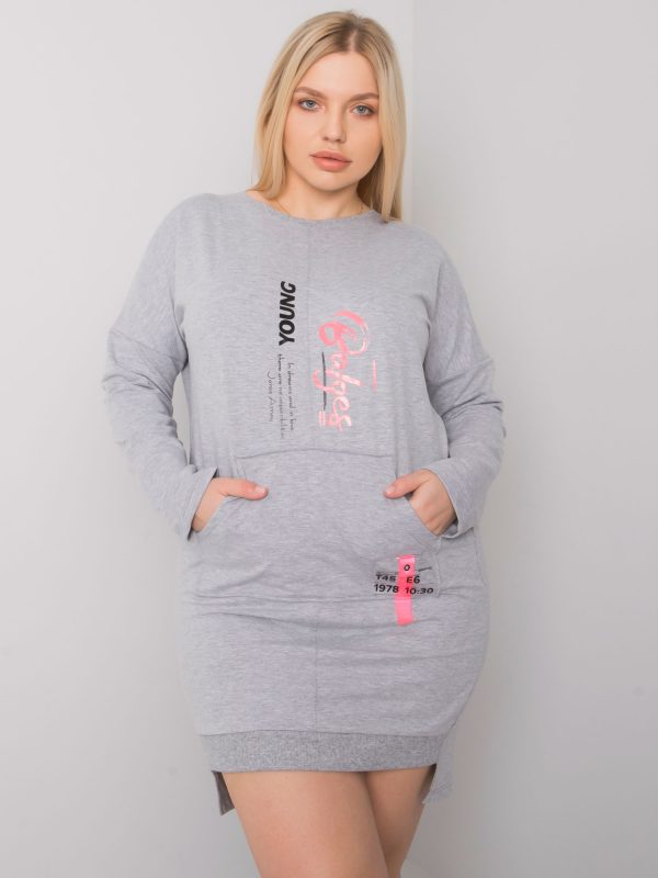 Akira Grey Plus Size Melange Sweatshirt Dress