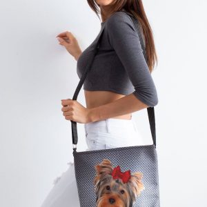 Gray felt with doggy style print