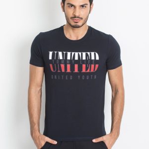 TOMMY LIFE Navy blue men's t-shirt with print