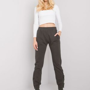 Dark khaki sweatpants with buttons Cindy RUE PARIS