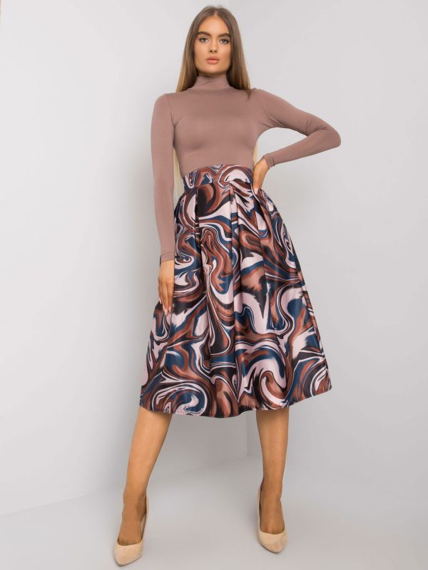 Brown and Black Flared Skirt with Remy OCH BELLA