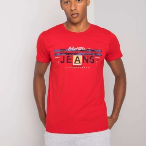 Red T-shirt for men with round neck Royce