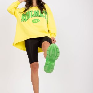 Yellow and Green Oversized Cotton Hoodless Sweatshirt