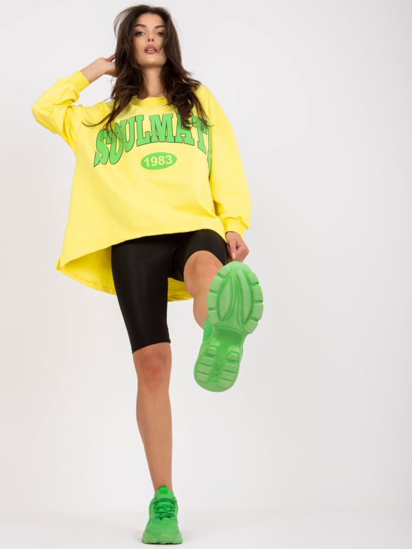 Yellow and Green Oversized Cotton Hoodless Sweatshirt