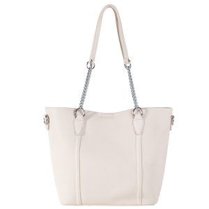 Light beige shoulder bag with handles