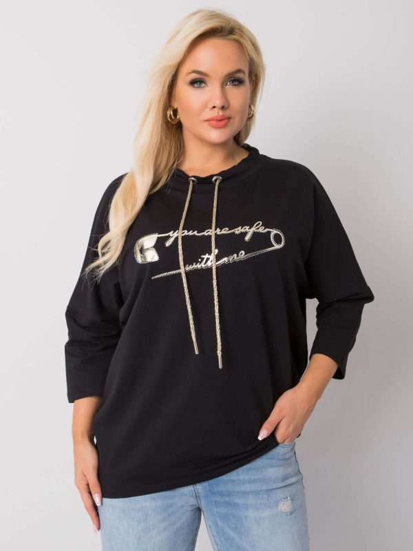 Black plus size blouse with Chloe inscription