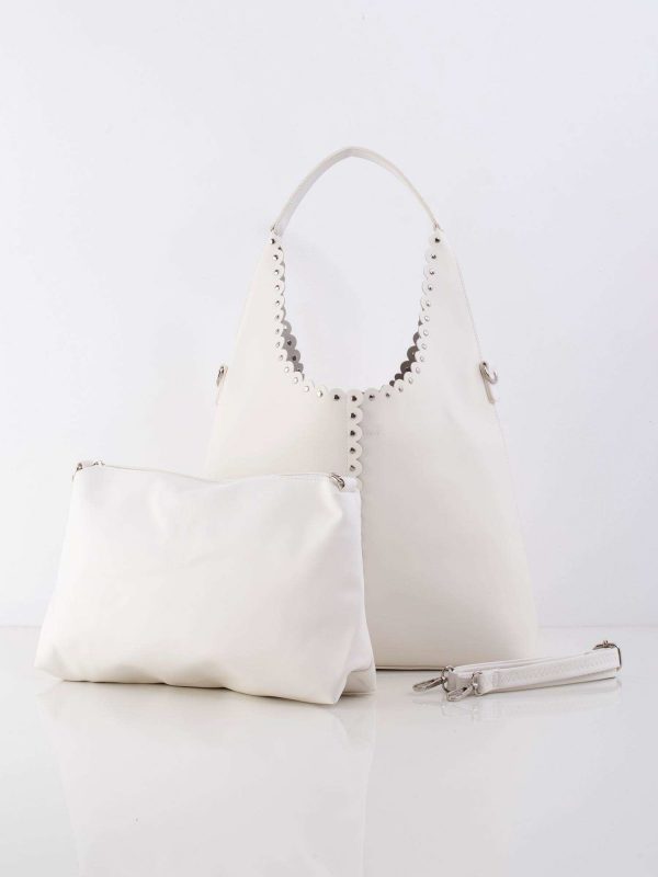 Cream eco-leather city bag