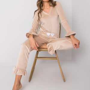 Beige velour pajamas with trousers Camille RUE PARIS