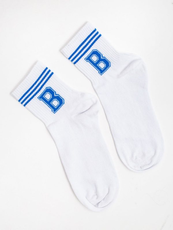 White and blue sports socks