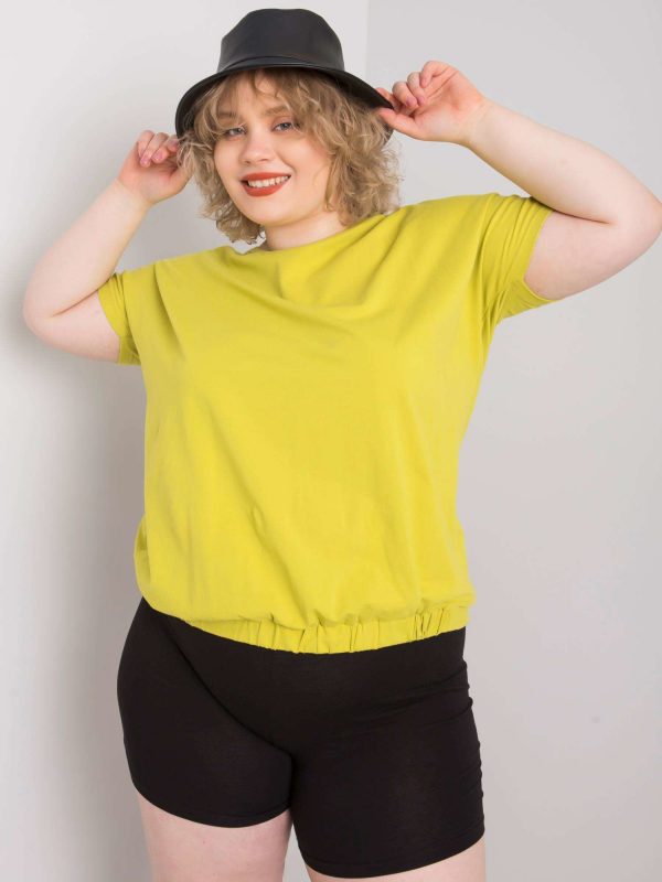 Light green plus size blouse with Addyson ribbed