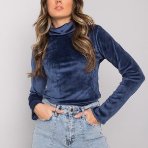 Blue velour blouse with turtleneck Millau