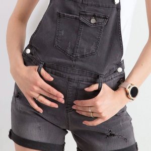 Grey denim dungarees