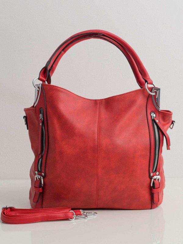 Red eco-leather city bag