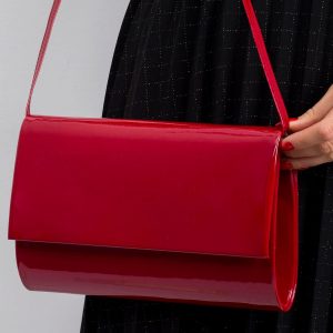 Dark red eco-leather clutch