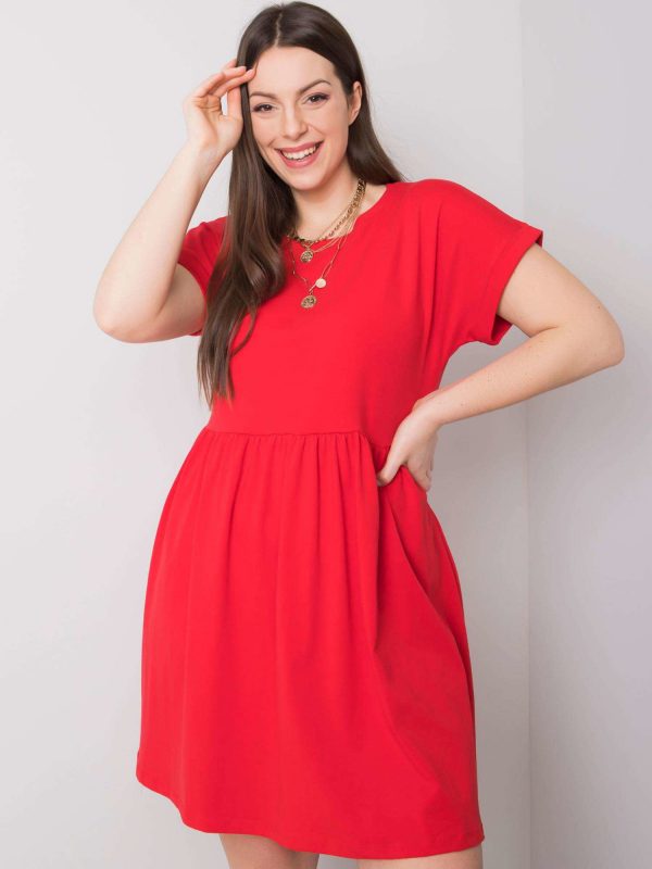 Red Cotton Plus Size Molly Dress