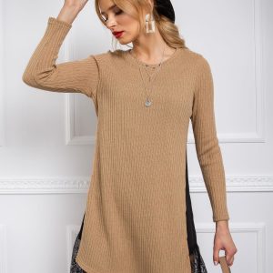 BY O LA LA Beige long sweater