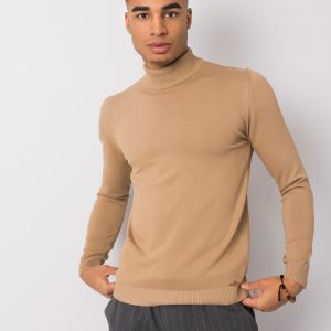 Dark beige men's turtleneck sweater by Thiago LIWALI