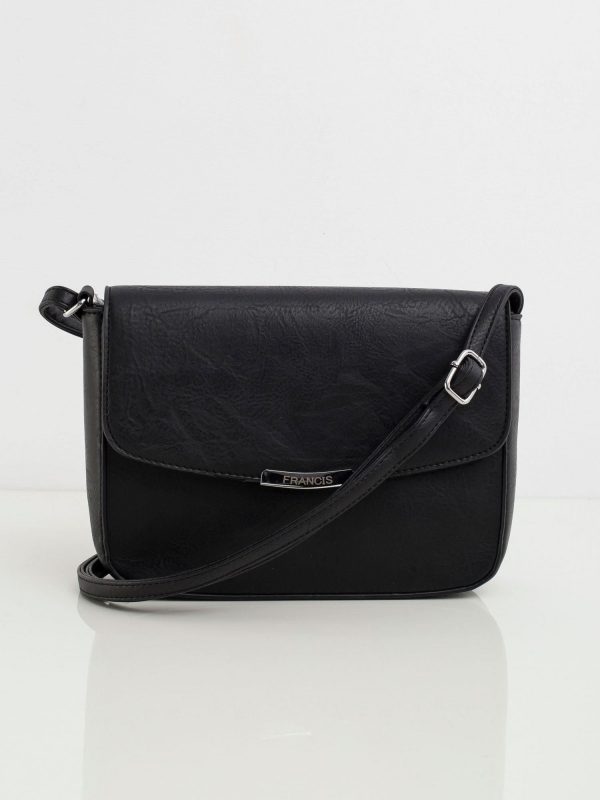 Black Faux Leather Messenger Bag