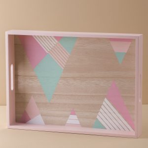 Wooden tray pink