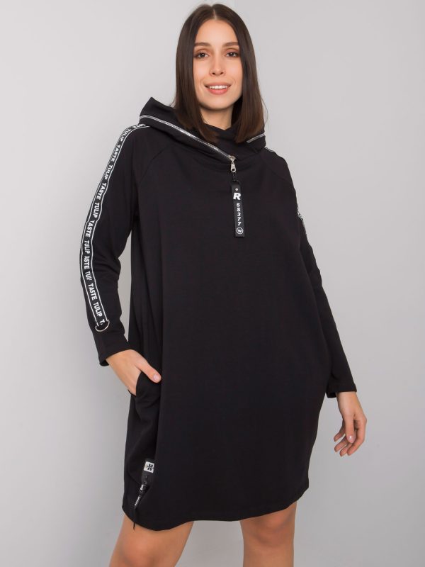 Lorcan Black Plus Size Hooded Dress