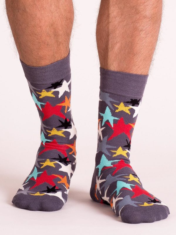 Grey Printed Men's Socks