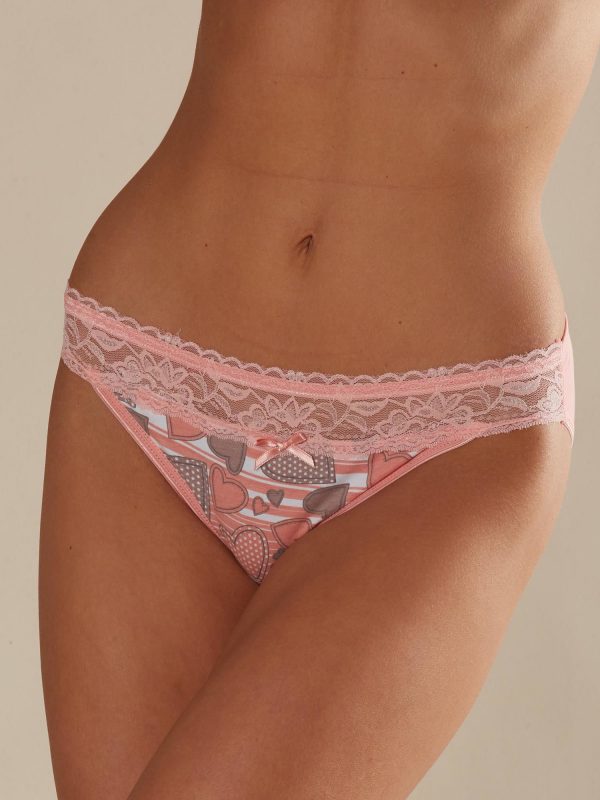 Peach Striped Print Panties