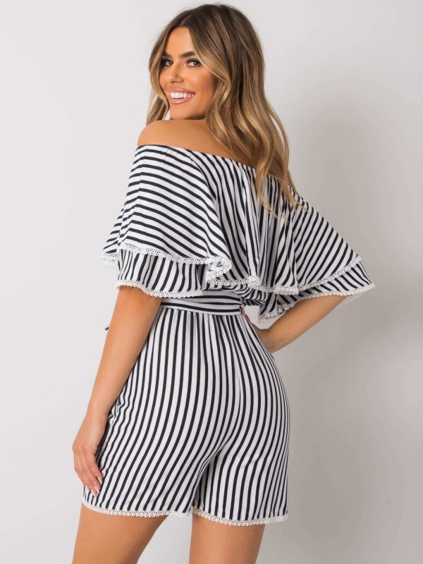 White and black Dalianis striped jumpsuit