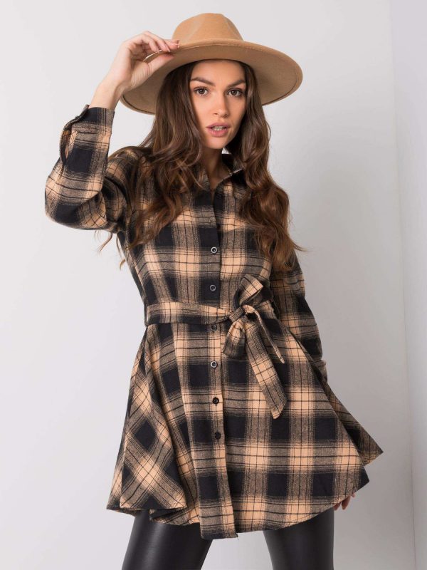 Beige and black flannel tunic Charline