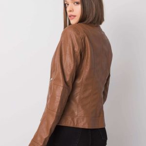 Eulalie Light Brown Eco Leather Jacket