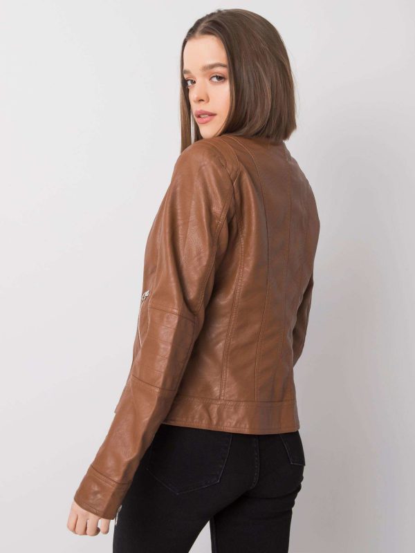 Eulalie Light Brown Eco Leather Jacket