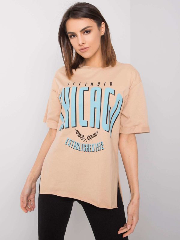 Beige women's t-shirt with print Navaeh RUE PARIS