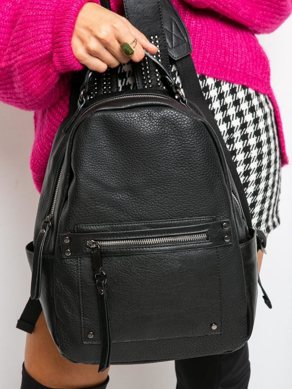 Black backpack with studs