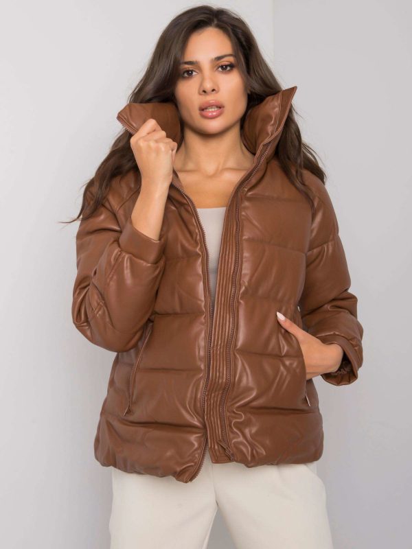 Brown Maxine Leatherette Winter Jacket