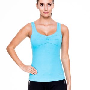 Blue women's sports top with rhinestones