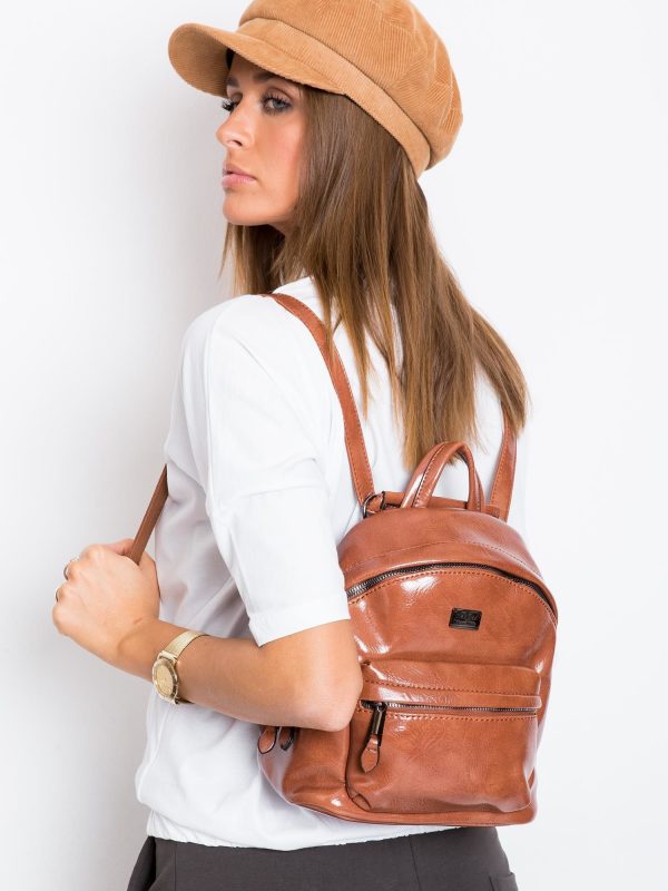 Brown eco-leather backpack