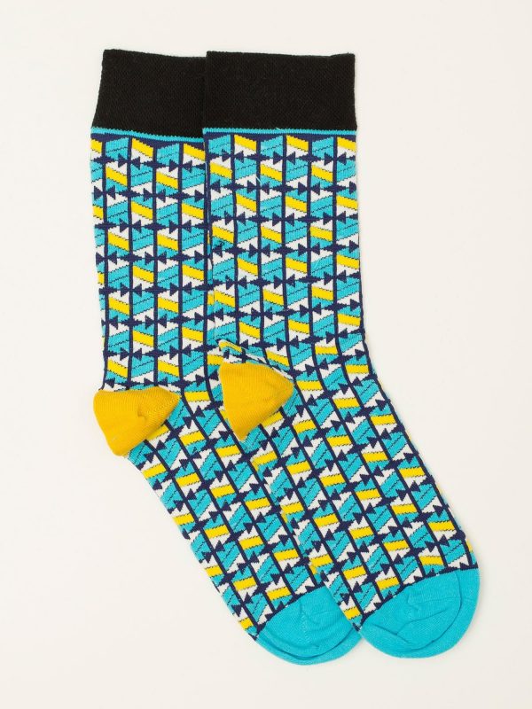 Blue and Yellow Patterned Socks