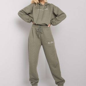 Clear khaki sweatpants with quilting Naomi RUE PARIS