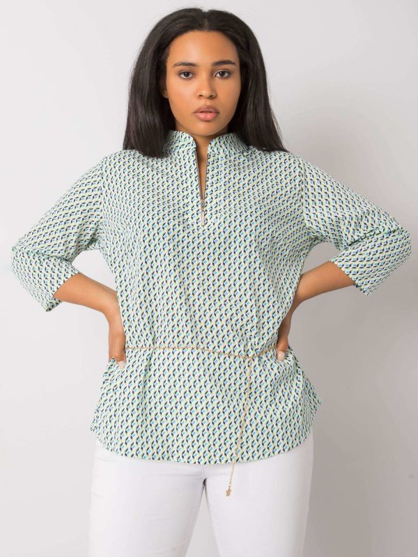 White and green plus size blouse with Benecia patterns