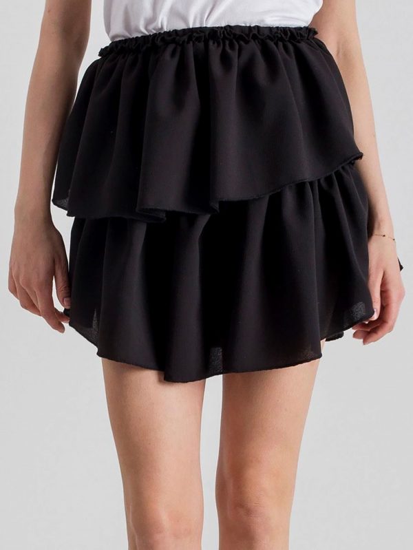 Black mini skirt with flounces