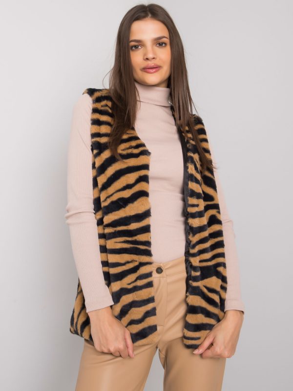 Raegen Patterned Beige Fur Vest