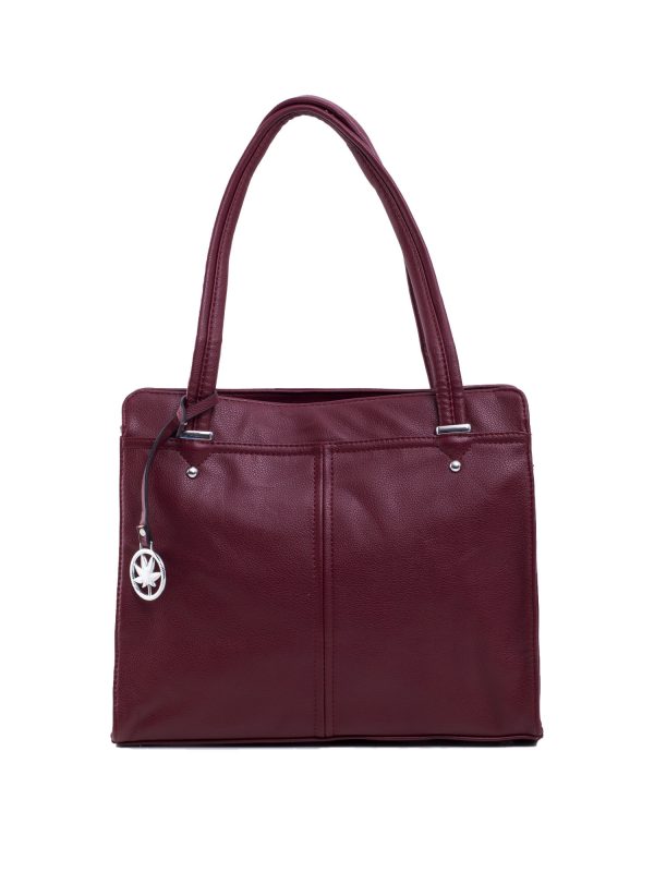 Burgundy eco-leather city bag