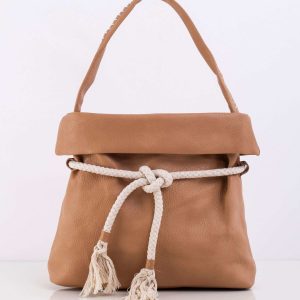 Dark beige bag with binding